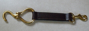 Leather hoof pick fobs with free brass engraved nameplate make good horse show awards and barn gifts.
