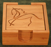 Engraved Bamboo Coasters & Holder