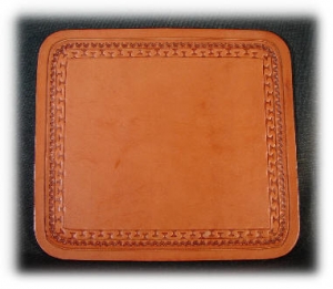 Rich Tan Leather Tooled Mouse Pad - Horse Design 2