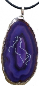 Agate Rearing Horse Pendant - Purple