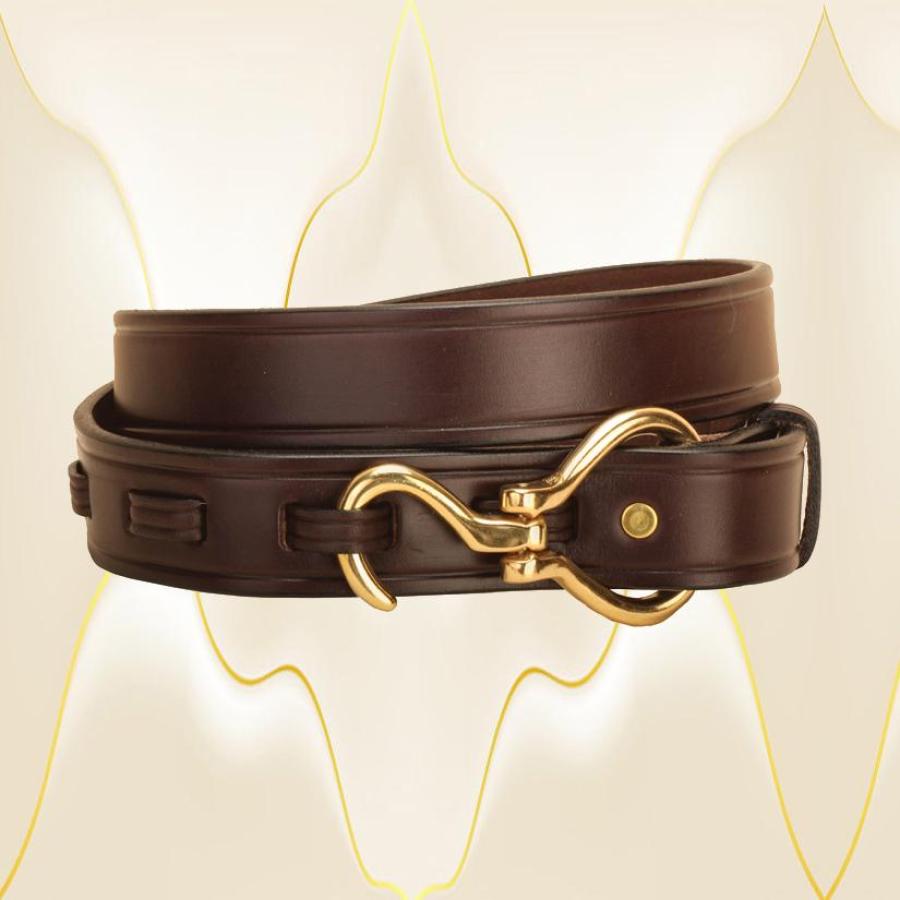 Equestrian Havana leather hoof pick belt with your choice of a silver or brass hoof pick closure.