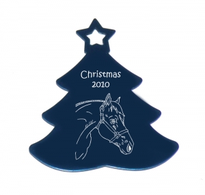 Custom Engraved Aluminum Christmas Tree Ornament - Horse Design