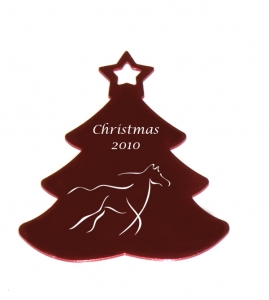 Engraved Aluminum Christmas Tree Ornament - Horse Design 2