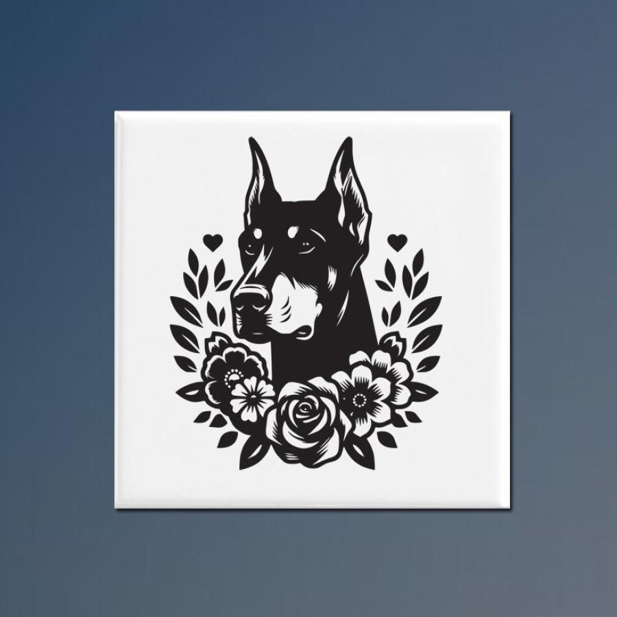 Ceramic Tile Trivet - Doberman Design