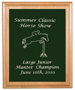 Custom Engraved Alder Plaque & Plate with Horse Design