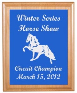 Engraved Alder Plaque & Plate - Horse Design 4