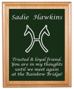 Engraved Pet Memorial Alder Plaque & Plate - Horse Breed Logo