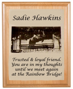 Pet Memorial Alder Plaque & Plate - Engraved Photo