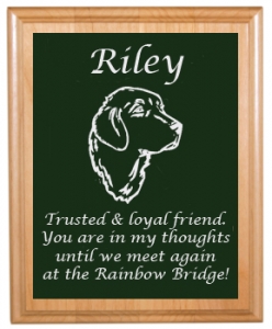 Custom Engraved Pet Memorial Alder Plaque & Plate - Golden Retriever Design