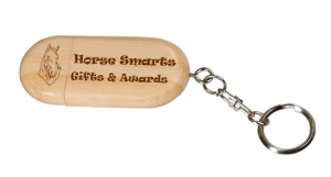 Bamboo Key Chain Flash Drive - Horse Design