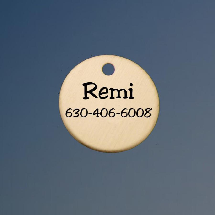 Brass Dog Circle ID Tag