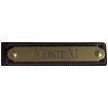 Brass engraved horse halter nameplate with engraved horse breed logo.