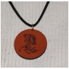 Circular Pendant on a Leather Necklace - Engraved Horse Design 2