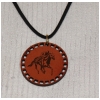 Circular Pendant on a Leather Necklace - Engraved Horse Design 3