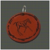 Circular Pendant on a Leather Necklace - Engraved Horse Design 4
