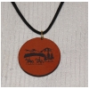 Circular Pendant on a Leather Necklace - Engraved Horse Design 5