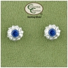 Byzantine Blue CZ sterling silver equestrian jewelry earrings.