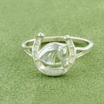 Horseshoe Horse Head Ring - Equestrian Jewelry