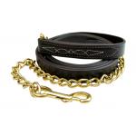 Walsh Fancy Stitched Leather Lead Chain - 24" Solid Brass Chain