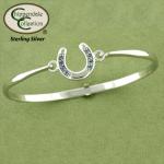 Horseshoe Bracelet - Blue CZ - Horse Jewelry