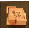 Maple Coasters & Holder - Terrier Dog Design