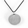 Stainless Steel circle charm necklace with engraved initials. Equestrian Jewelry