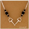 D Bit Snaffle Necklace - Black. Adjustable equestrian horse jewelry fashion necklace.