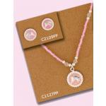 Horse Head Medallion Earrings - Pink