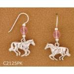 Cantering Horse Earrings - Rose. Equestrian horse jewelry fashion earrings.