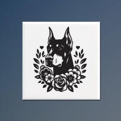 Ceramic Tile Trivet - Doberman Design