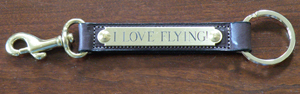 Leather snap key fob horse show award item or equestrian gift comes with a free brass engraved nameplate.