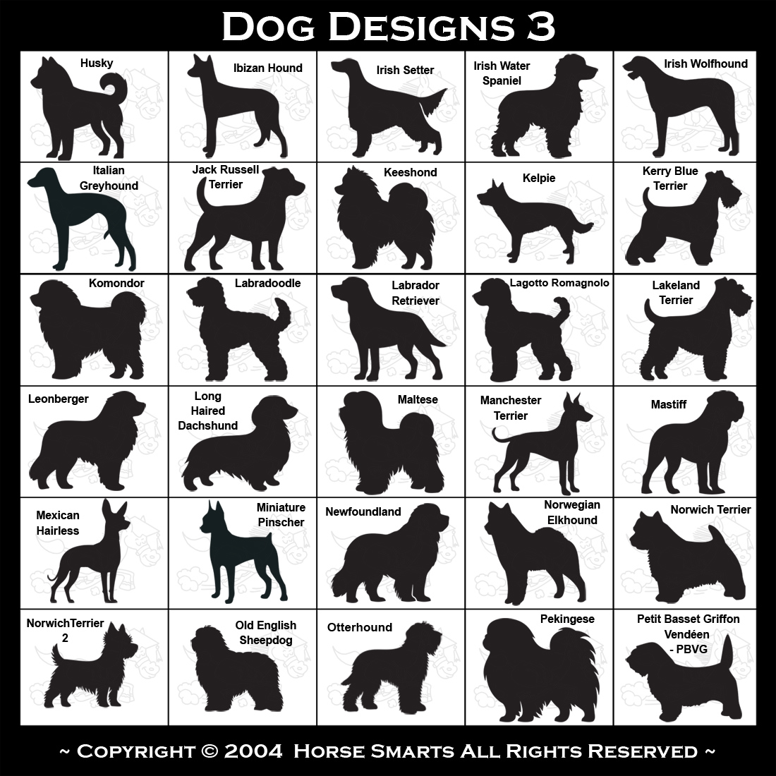 English Springer Spaniel, Finnish Spitz, French Bulldog, German Shepard, Heeler