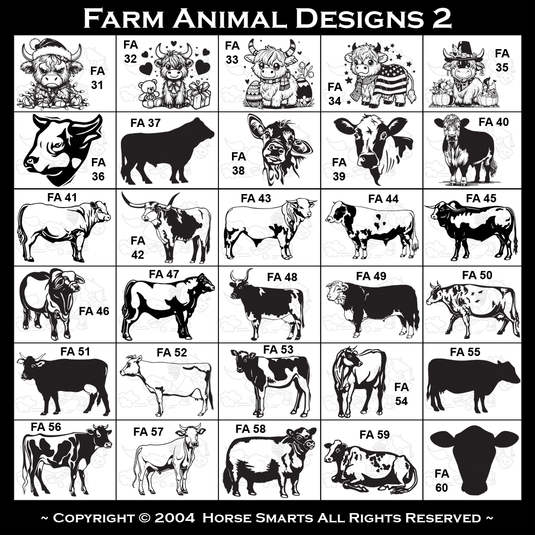 4-H Cow, Bunny, Donkey, Christmas Cow, Chicken, Cow Christmas Lights