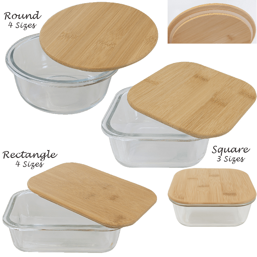 Personalized glass and bamboo 4-H logo food storage container.