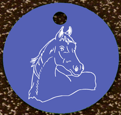 Aluminum Laser Engraved Circle Tag with your choice of Horse Design, Breed Logo, or Dog Design.