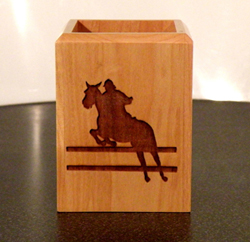 Maple Wood Pen Holder - Laser Engraved Horse Design 2
