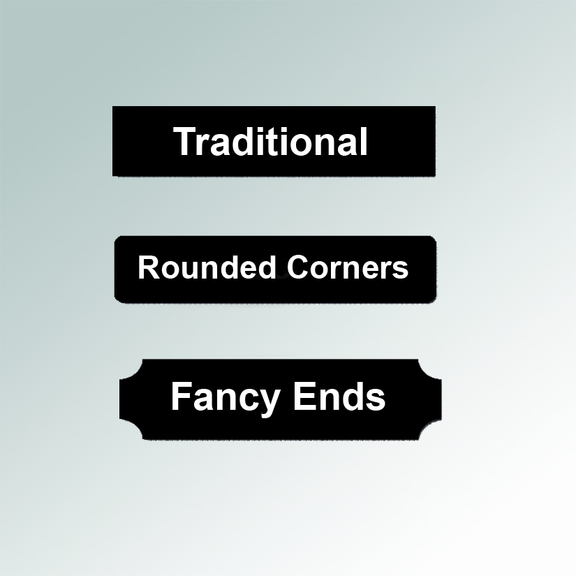 Our plastic horse stall nameplates come in 2 different syles.
