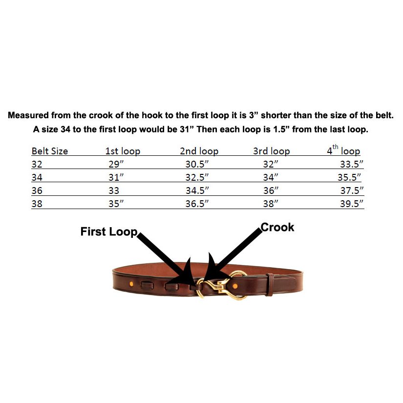 Directions on to measure for a Tory hoof pick belt.