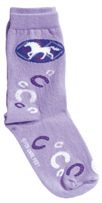 Violet Plaid Oval w/Horse - Sock