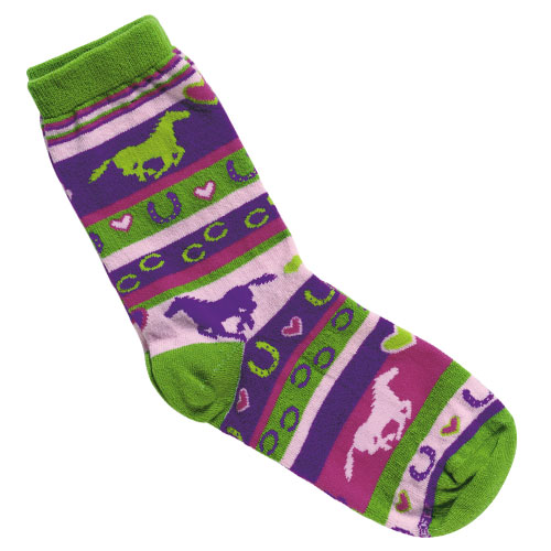 Bright Horseshoes & Horses Sock - Equestrian Apparel Horse Socks.