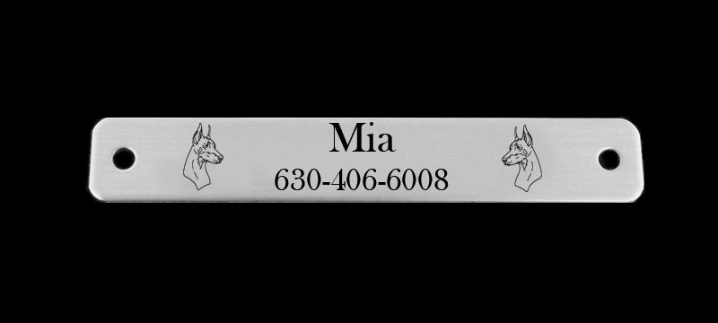 Personalized Doberman engraved nameplate / ID tag. With your choice of Doberman dog breed design.