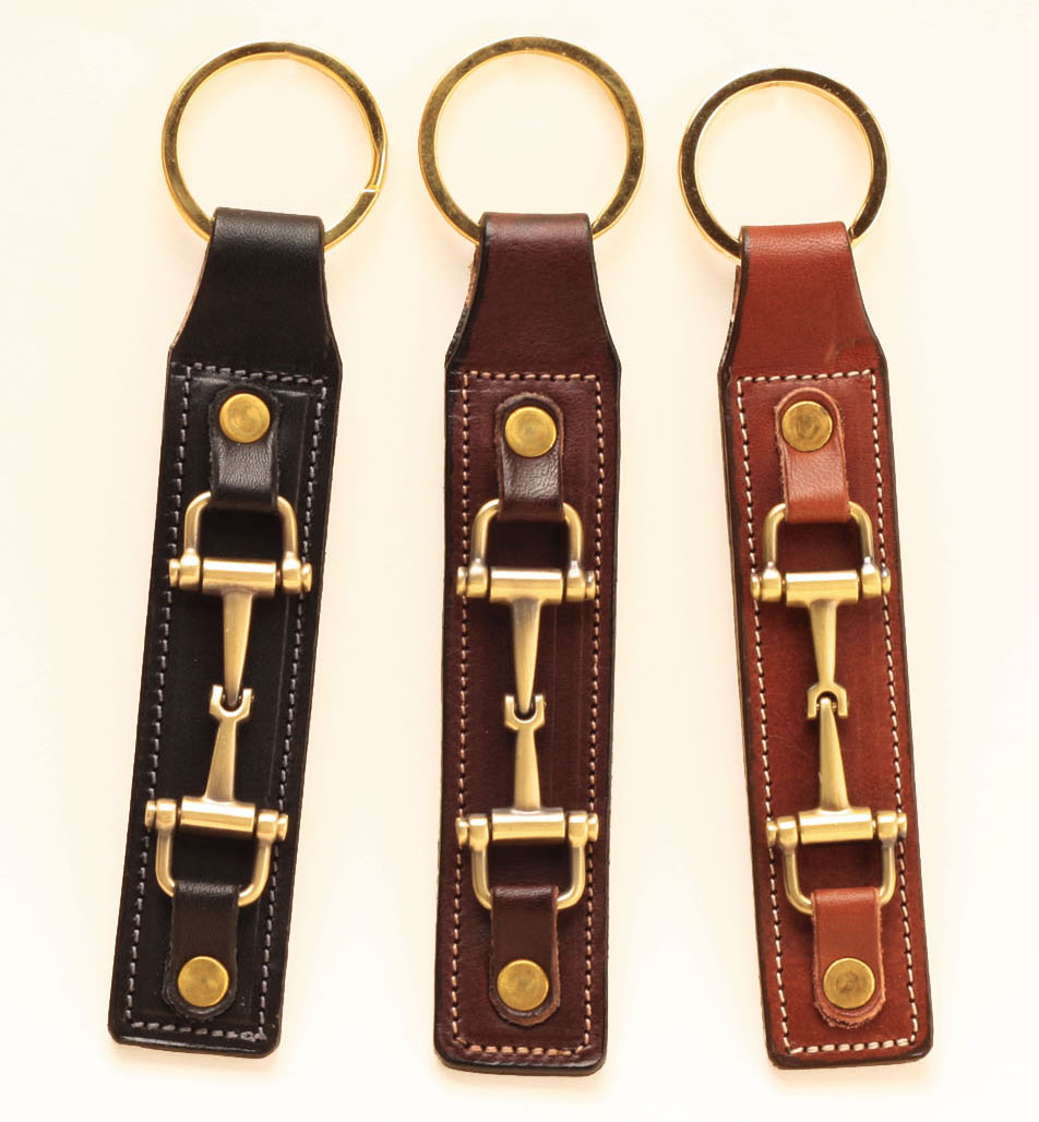 Leather Brass Snaffle Bit Key Fob