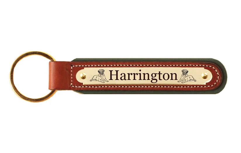 Padded leather key fob with an engraved brass nameplate with your choice of text and dog design 4. Dog Key Fob