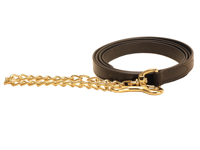 Creased Leather 1 Horse Lead - 24 Plated Brass or Nickel Silver Chain | Tory Leather