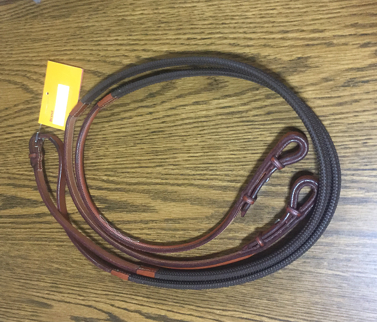 5/8" plain raised Edgewood leather rubber grip rein.