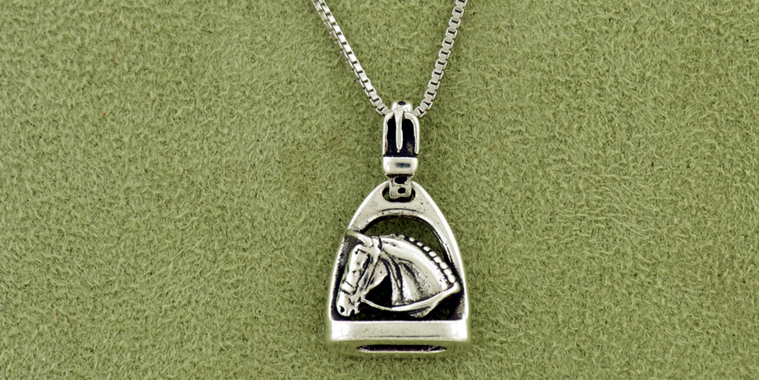 Small Stirrup with Horsehead Pendant - Horse Jewelry