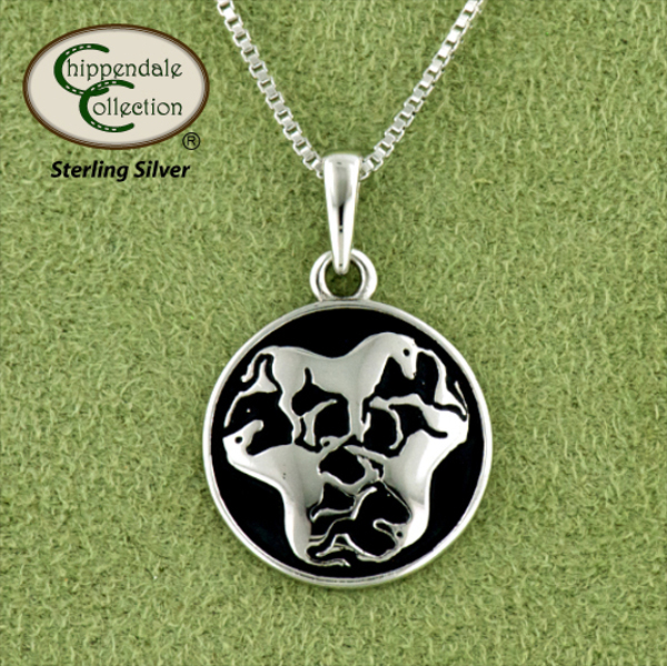 Celtic Triple Horse Necklace - Sterling Silver - Equestrian Jewelry