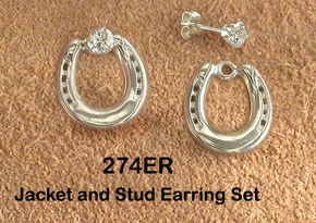 Horseshoe Jacket/Tiny CZ Earrings - Equestrian Jewelry