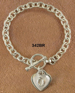 Horseshoe Heart Toggle Bracelet - Horse Jewelry