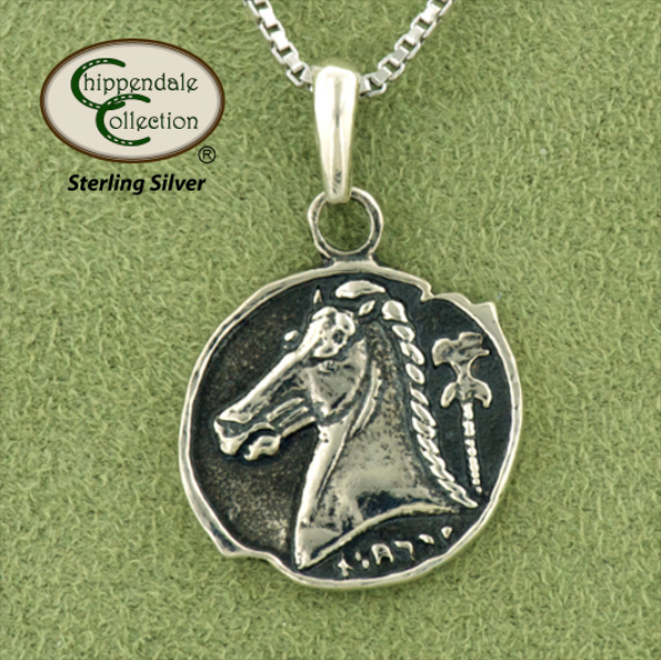 Horse Head Coin Necklace - Sterling Silver - Horse Jewelry